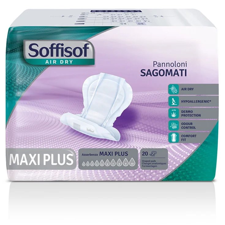 Maxi Plus Soffisof Air Dry Pañales Moldeados 20 Piezas