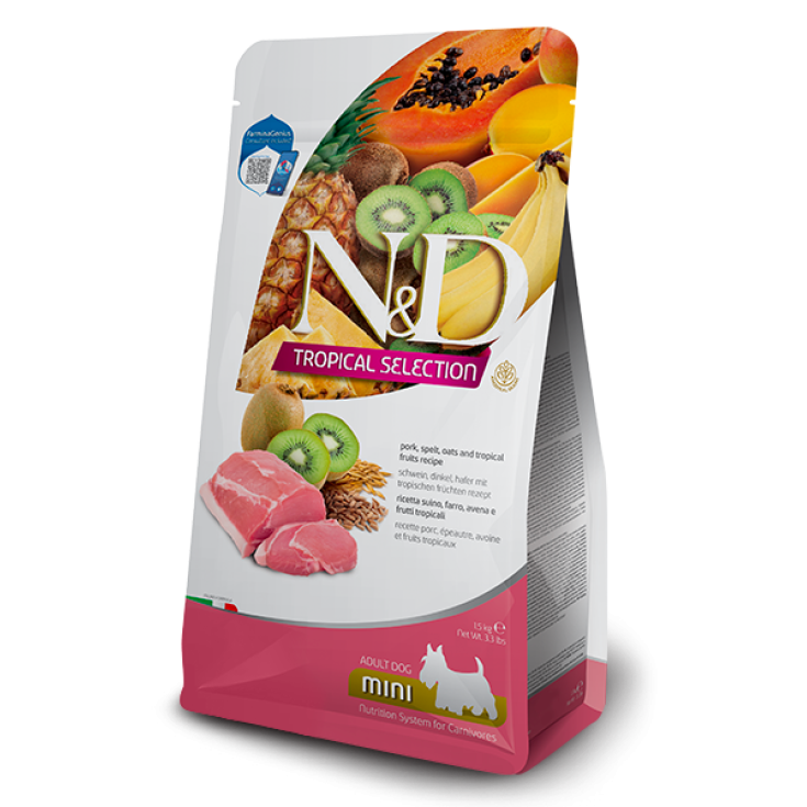 ANUNCIO DE CERDO TROPICAL DE PERRO N&D. MINI 1,5 KG