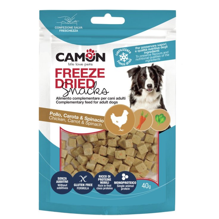 DADOS DE POLLO LIOFI CON ZANAHORIA Y ESPINACAS 40G