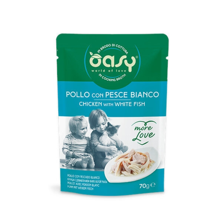 OASY WET CAT ML POLLO/PESCE70G