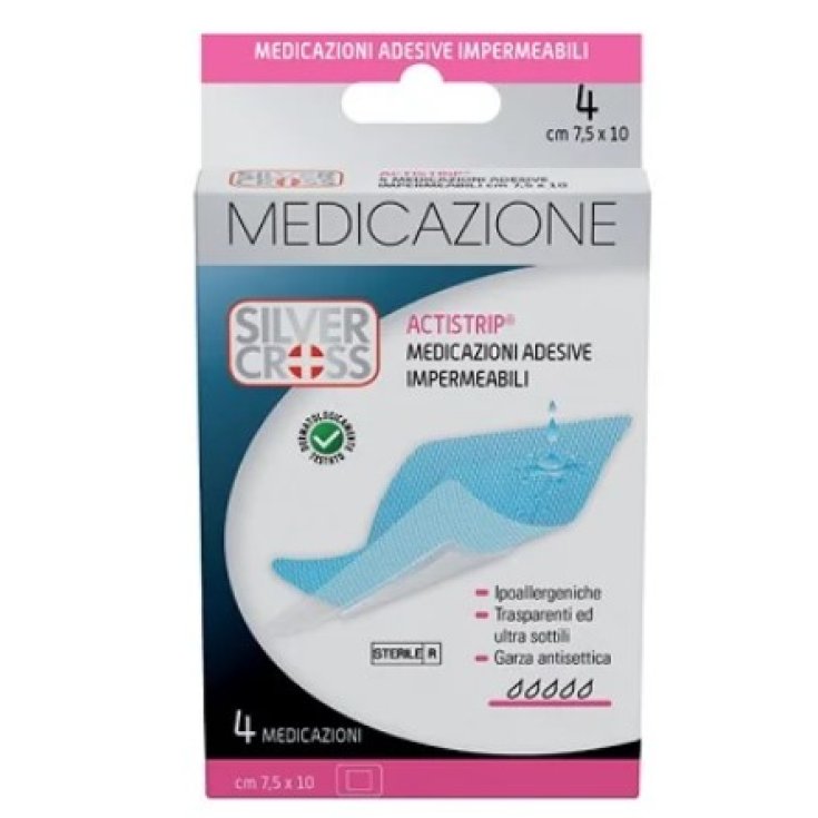 Actistrip Medicazioni Adesive Impermeabili 7,5x10 Silver Cross 4 Pezzi