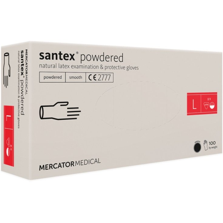 Guanti in Lattice Polverati con&nbsp;Crema Protettiva Tg.L&nbsp;SANTEX