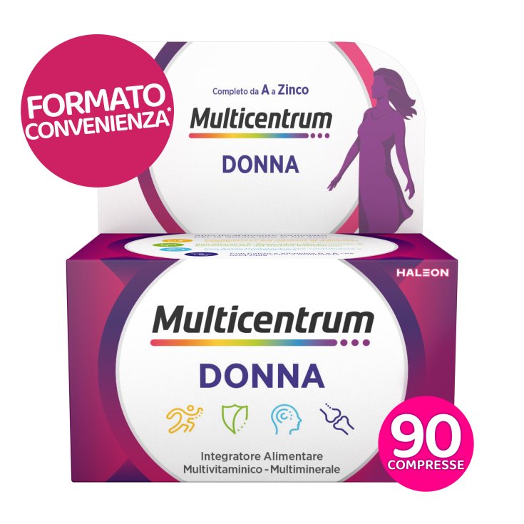 Multicentrum Donna Integratore Multivitaminico completo per Donne fino ai 50 anni, formato convenienza* 90 Compresse
