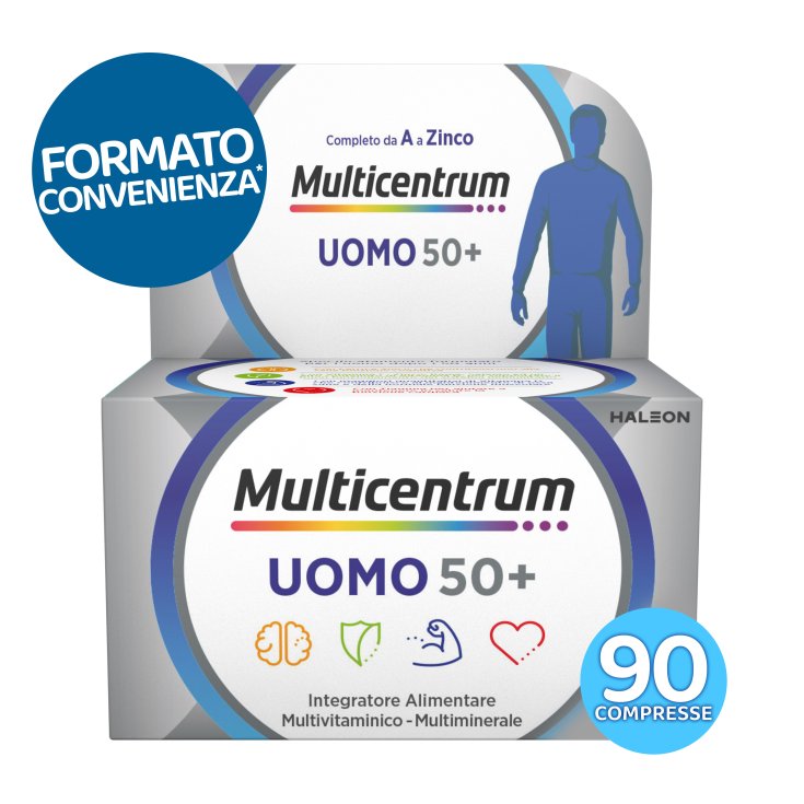 Multicentrum Uomo 50+ Integratore Alimentare Multivitaminico Completo, per Uomini oltre 50 anni, formato convenienza* 90 Compresse