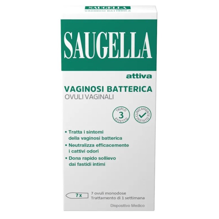 Saugella Attiva Ovuli Vaginali per Vaginosi Batterica 7 Ovuli