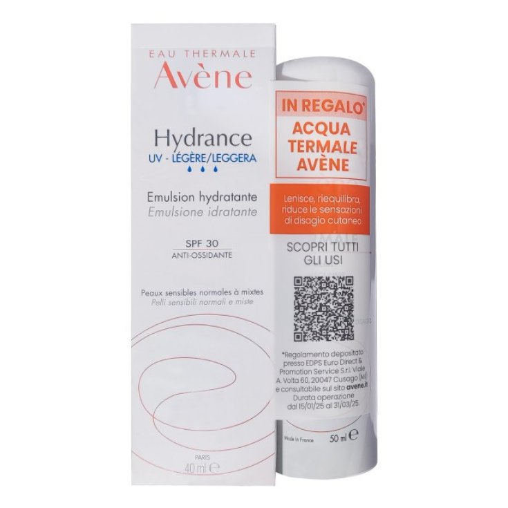 Avene Hydrance Crema Leggera UV 40ml con Acqua Termale 50ml
