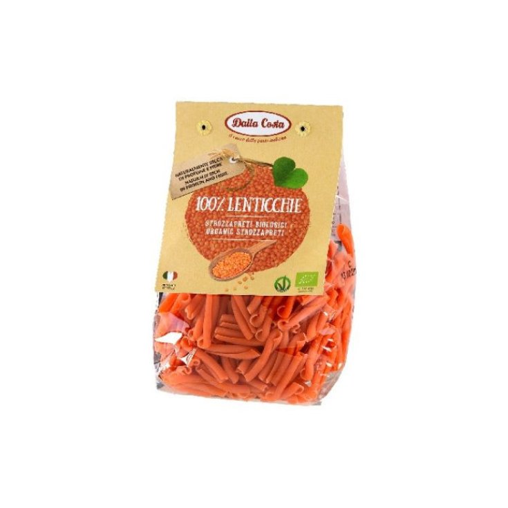 Dalla Costa Pasta Vegana Senza Glutine Strozzapreti 100% Lenticchie Rosse