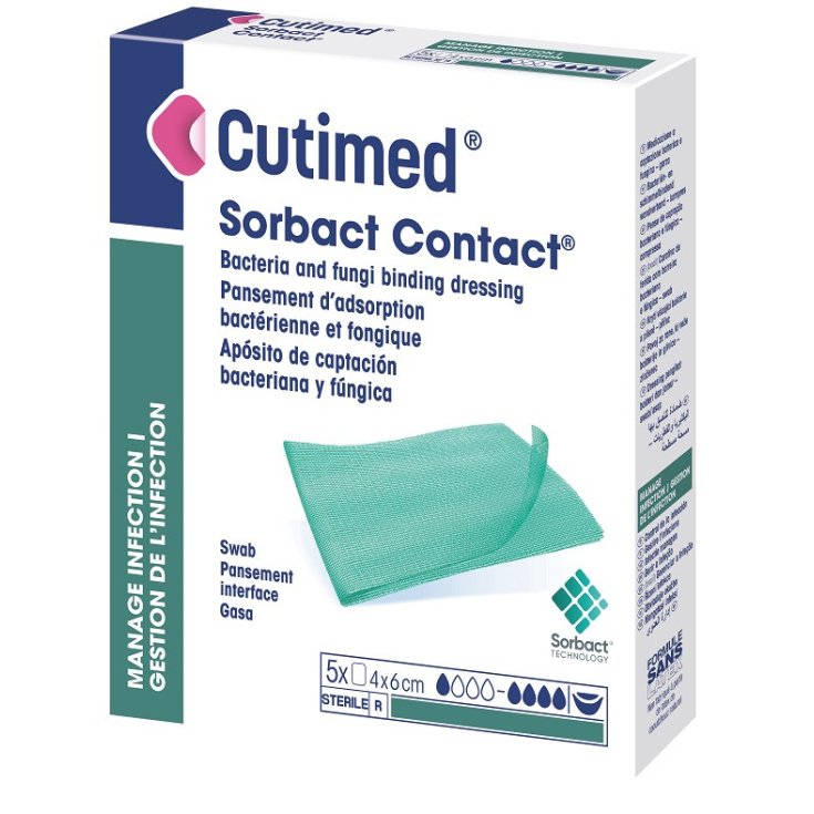 Cutimed Sorbact Contact Medicazione Idrofobica 4x6cm 5 Pezzi