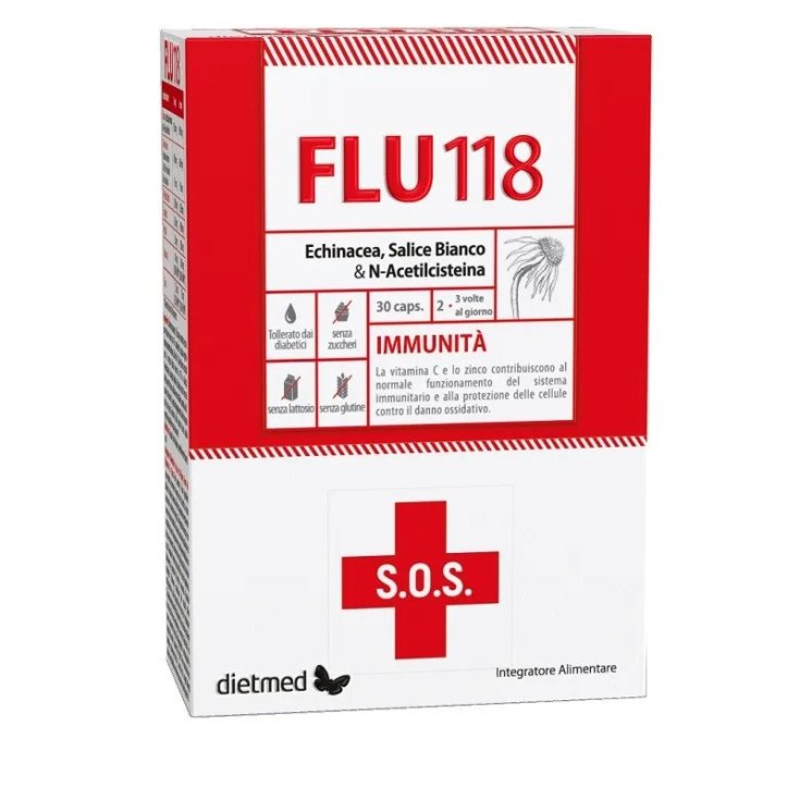 Dietmed Flu118 Integratore Alimentare per Difese Immunitarie - 30 Capsule