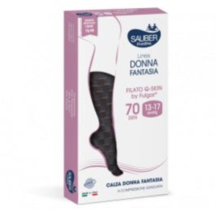 Sauber Calza Donna Qskin 70 Miniscacco Nero Blu L XL