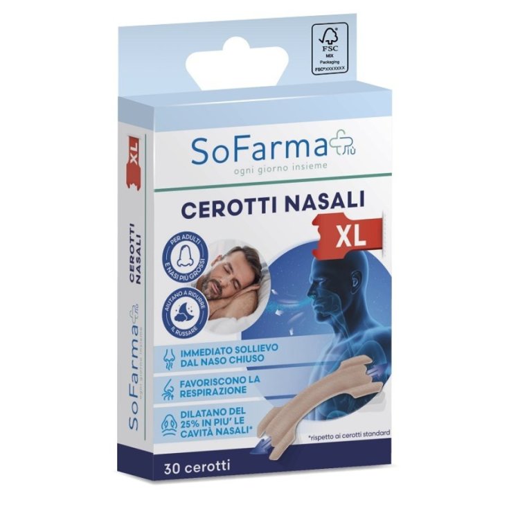 Sofarmapiù Cerotto Nasale Extra Large 6,7x2 cm, 30 Pezzi