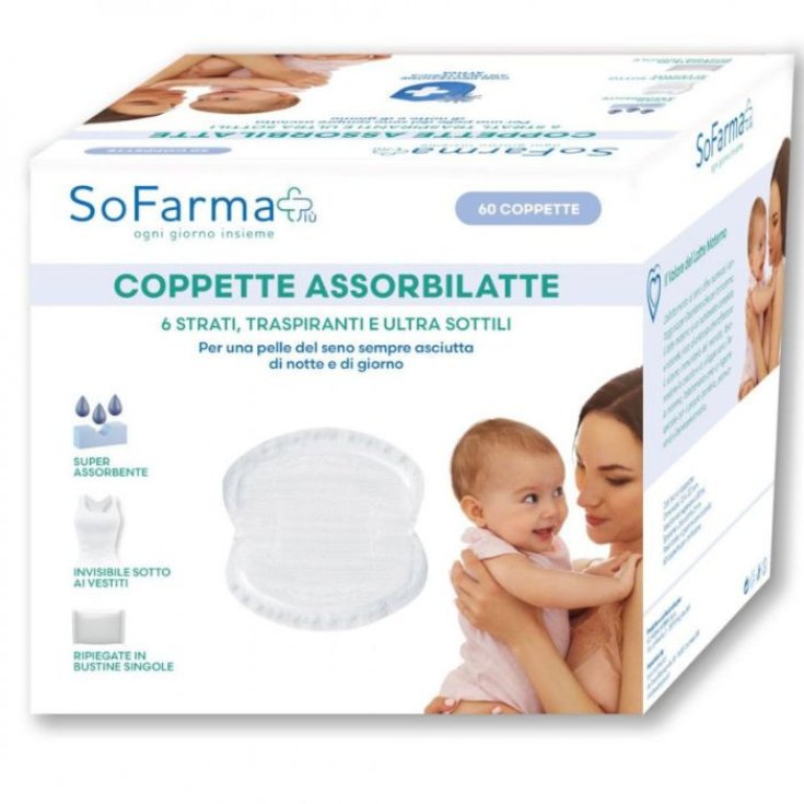 Sofarmapiù Coppette Assorbilatte Traspiranti Ultra Sottili, 60 Pezzi