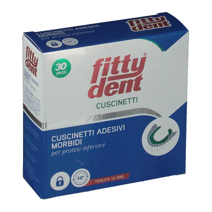 Almohadillas adhesivas blandas FittyDent para dentaduras inferiores 30 piezas