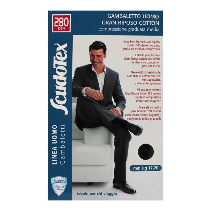 Scudotex Gran Riposo Algodón Medias Hombre mmHg 17-20 Algodón Color Negro Talla 2