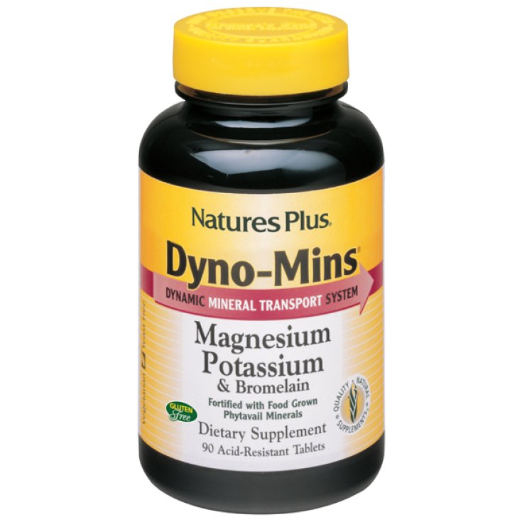 Natures Plus Dyno-Mins Suplemento alimenticio de magnesio, potasio y bromelina 90 comprimidos
