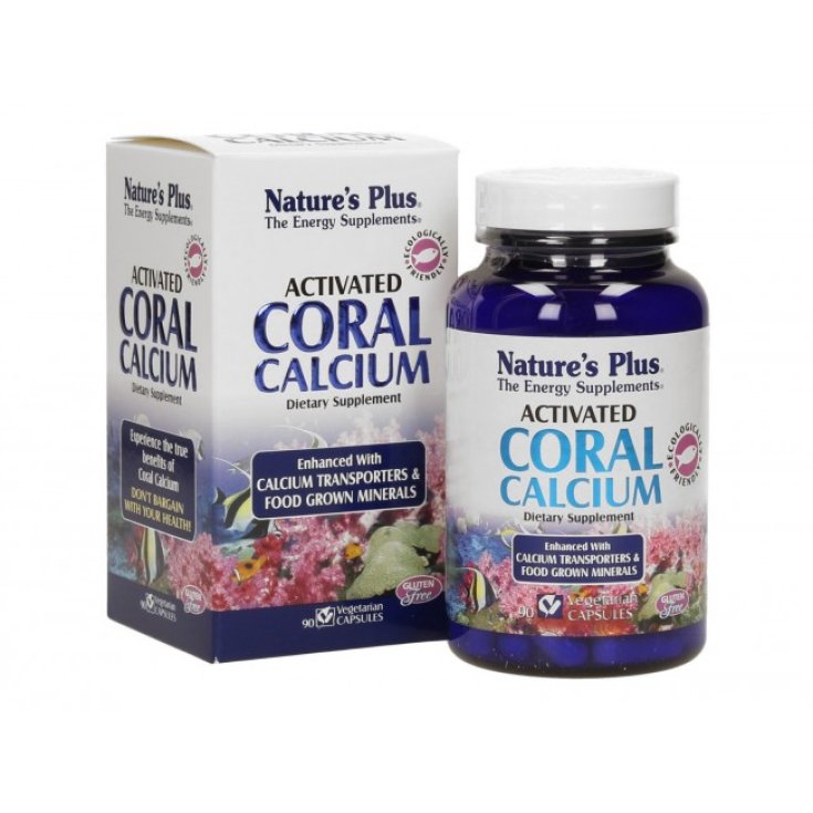 Suplemento alimenticio de calcio de coral activado de Nature's Plus 90 cápsulas