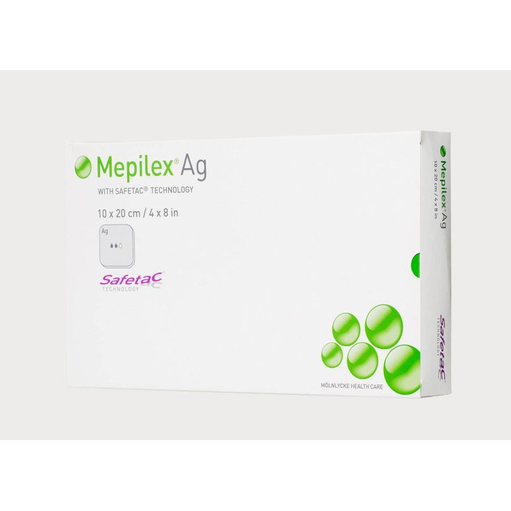 Mölnlycke® Mepilex® Ag Apósito de espuma antimicrobiano con Safetac® Tamaño 10x10cm 5 piezas