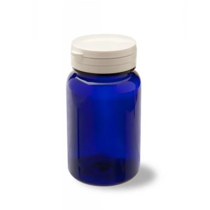 Botella de plástico PET azul con tapa sellada 150ml