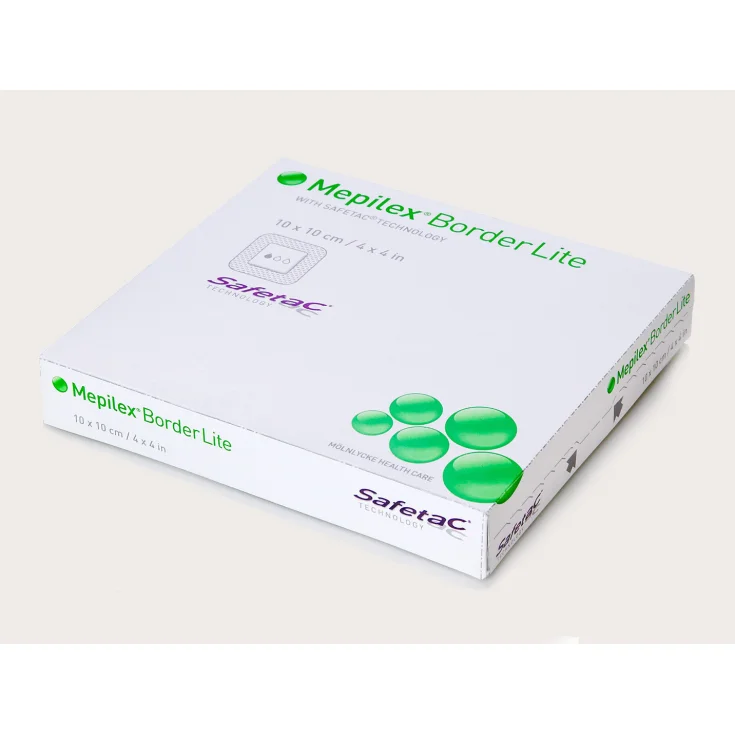 Apósito fino de espuma de poliuretano todo en uno Mölnlycke® Mepilex® Lite con Safetac® Tamaño 15x15cm 5 piezas