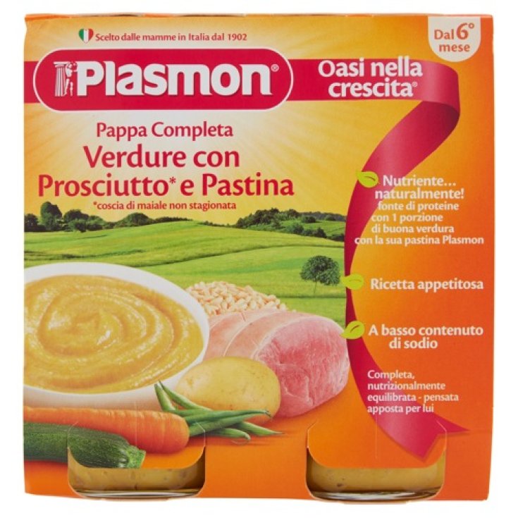 Plasmon Homogeneizado Comida Completa Pastina De Verduras Jamon Cocido 2x380g