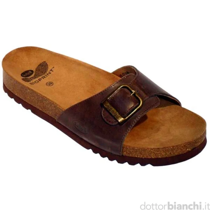 Zapatilla Scholl® Akumal En Piel Plantilla Bioprint® Color Marrón Oscuro Talla 39