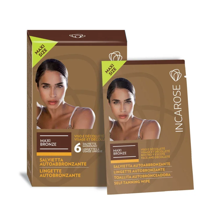 IncaRose Maxi Bronze Toallitas Autobronceadoras Rostro Y Escote Con Tallos De Plantas 6 Piezas
