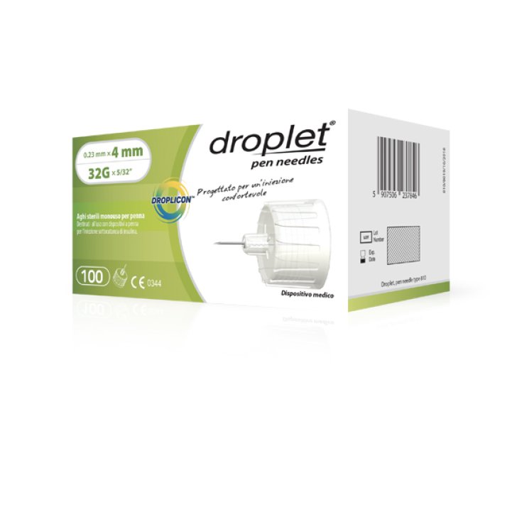 Aguja de insulina Droplet® Aguja estéril desechable Droplicon® para pluma G32 4 mm 100 piezas