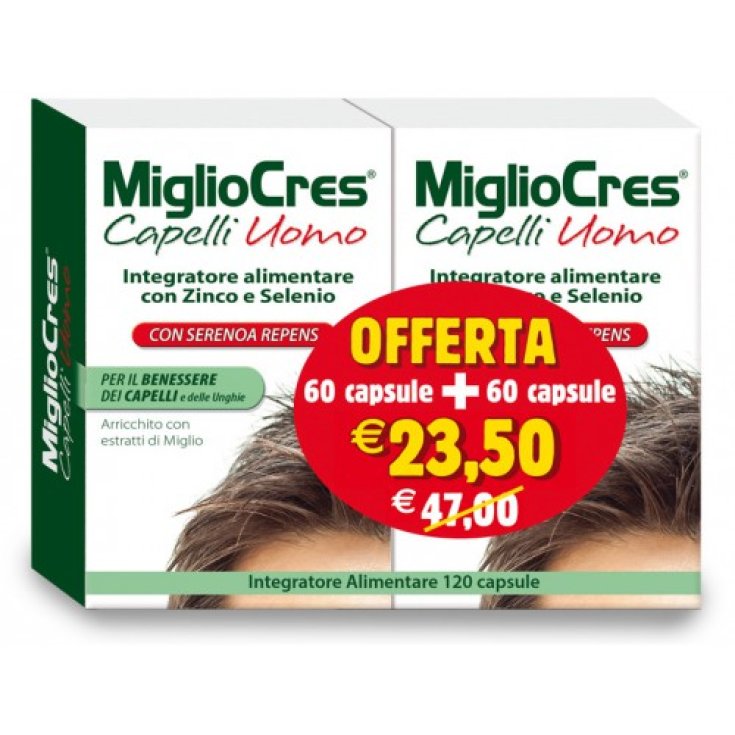 F&F MiglioCres Men's Hair Line Complemento Alimenticio 60 + 60 Cápsulas Promo