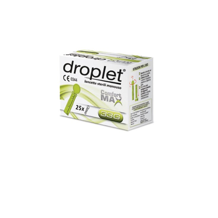 Droplet® Comfort Max Lancets Dispositivo de punción desechable estéril G33 25 piezas