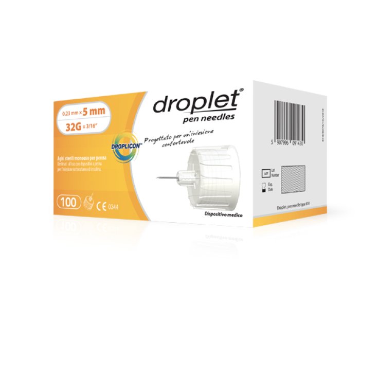 Aguja de insulina Droplet® Aguja estéril desechable Droplicon® para pluma G32 5 mm 100 piezas