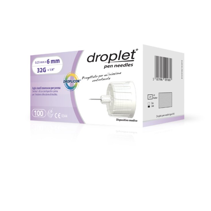 Aguja de insulina Droplet® Aguja estéril desechable Droplicon® para pluma G32 6 mm 100 piezas