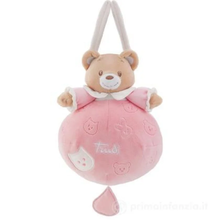 Caja de música rosa con oso bebé