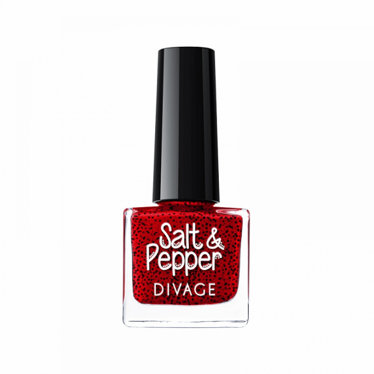 Divage Salt & Pepper Esmalte De Uñas Efecto Sal-Pimienta 13 Rojo Fuerte