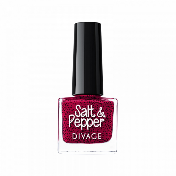 Divage Salt & Pepper Esmalte De Uñas Efecto Sal-Pimienta 14 Red Amaranth