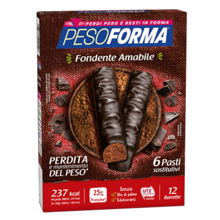 Pesoforma Barritas Sustitutas de Comida Chocolate Negro Dulce 12 Barritas