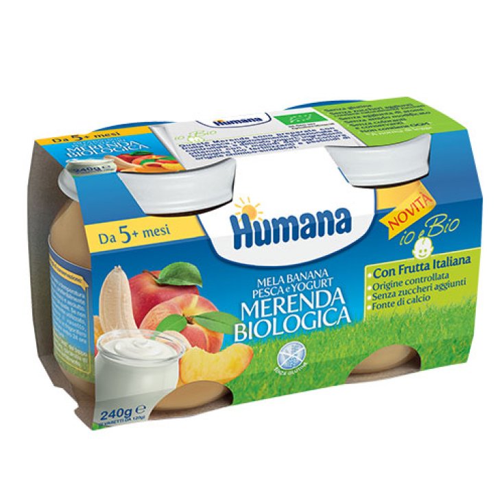 Humana Organic Snack Manzana Plátano Melocotón Yogurt 2x120g