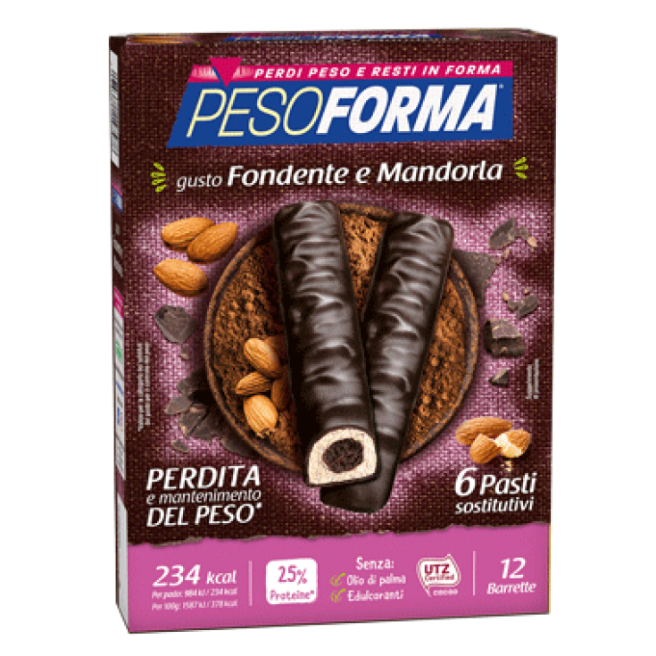 Pesoforma Barritas Sustitutivas De Comida Chocolate Negro Y Almendras 12 Barritas