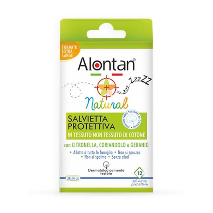 Alontan® Toallitas Protectoras Naturales Con Citronela Cilantro Y Geranio 12 Piezas