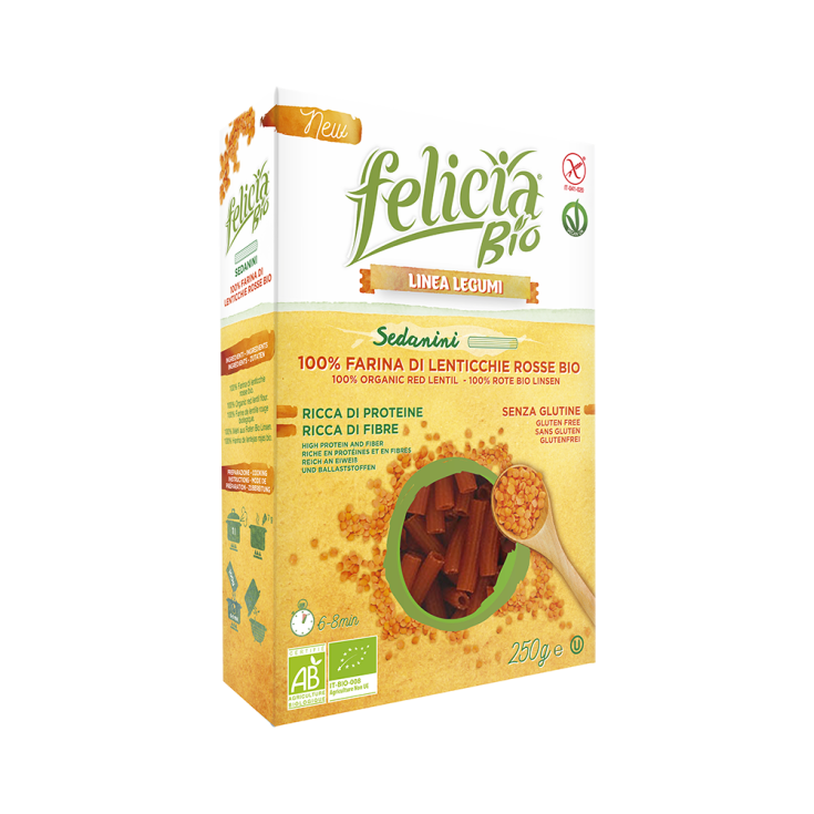 Felicia Bio Sedanini Pasta Con Lentejas Rojas Sin Gluten 250g