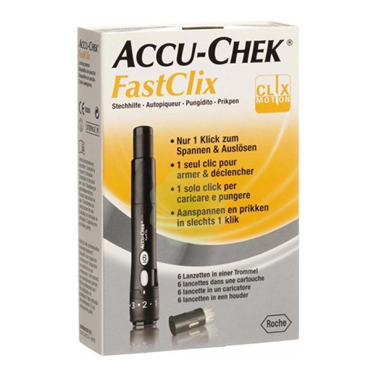 Roche Accu-chek Fastclix Lancing Device Pen con kit de cargador