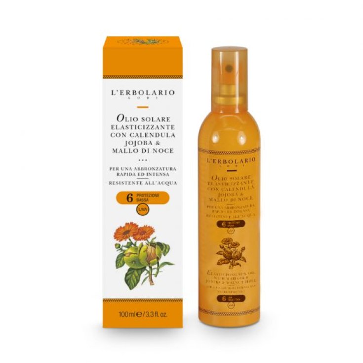 L'Erbolario Aceite Solar Elastizante Con Caléndula Jojoba Y Cáscara De Nogal SPF6 100ml