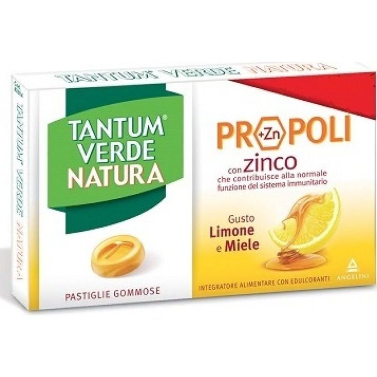 Angelini Tantum Verde Natura Própolis + C (+ Zn) Complemento Alimenticio Sabor Limón & Miel Comprimidos Gomosos