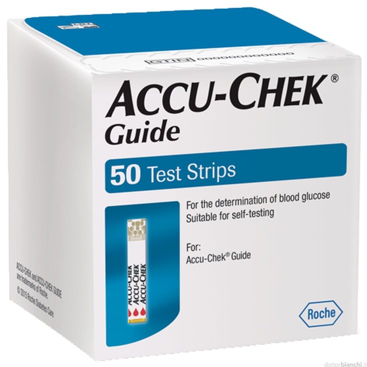 Tiras guía Roche Accu-Chek para medición de glucosa 50 tiras