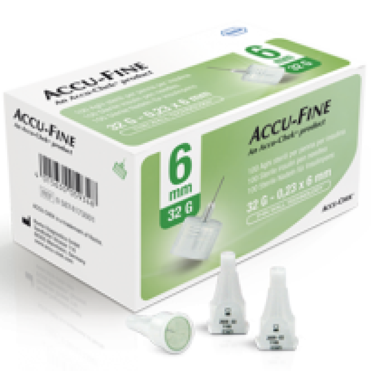 Roche Accu-Fine Aguja Pluma G32 6mm 100 Piezas