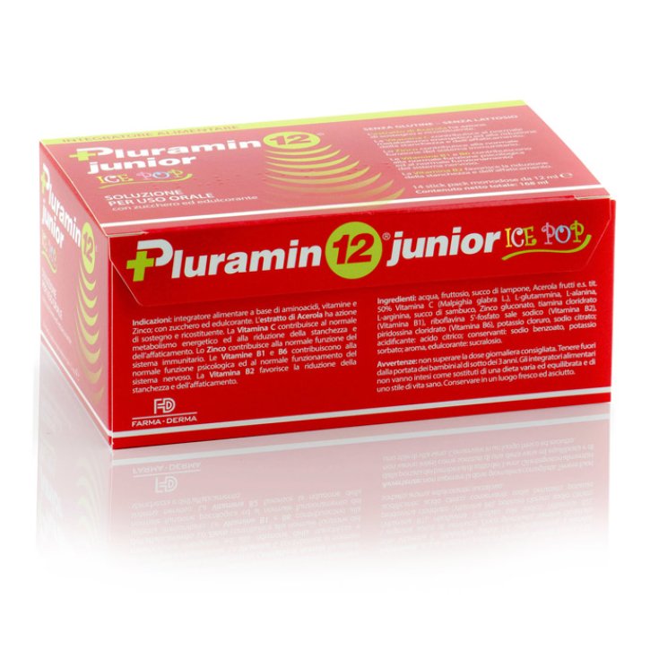 Farma-Derma Pluramin 12® Junior Ice Pop Solution Para Uso Oral Complemento Alimenticio 14 Stick Pack 12ml