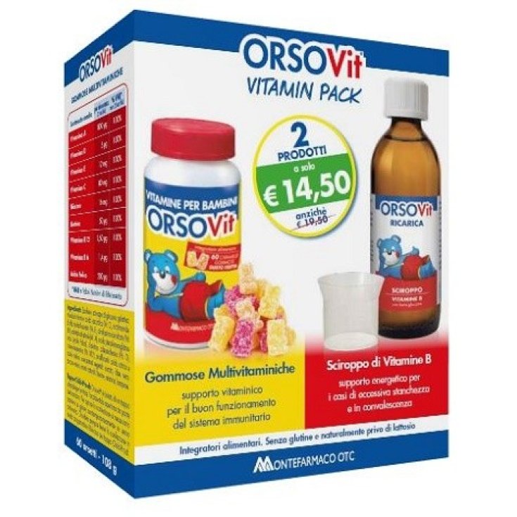 Montefarmaco OTC OrsoVit Vitamin Pack Gomitas de Vitamina + Jarabe de Vitamina B