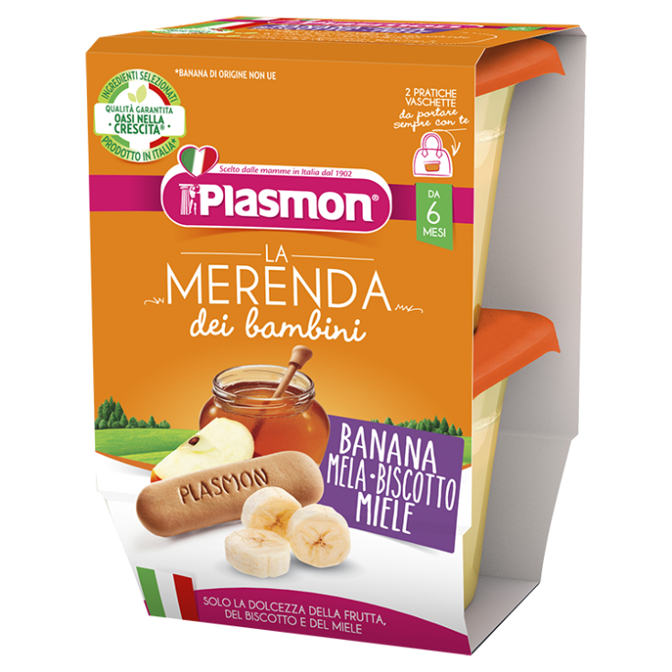 Plasmon Snack Infantil Plátano Manzana Galleta Miel 2x120g