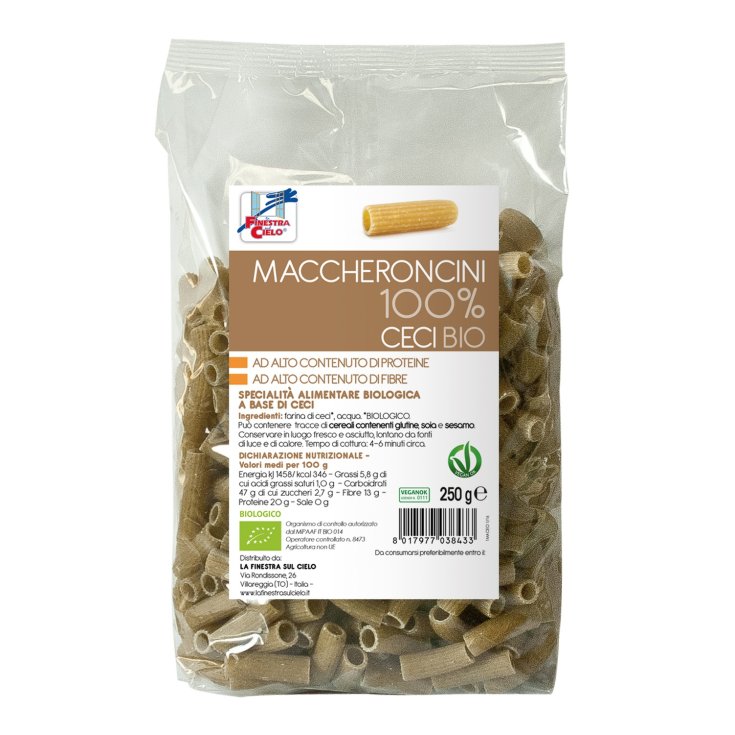 La Finestra Sul Cielo Maccheroncini 100% Garbanzos Ecológicos 250g