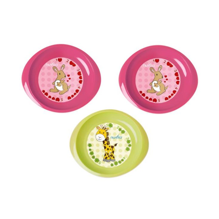 Nuvita Baby Bowls Primeros Números Color Rosa Y Verde 3 Piezas