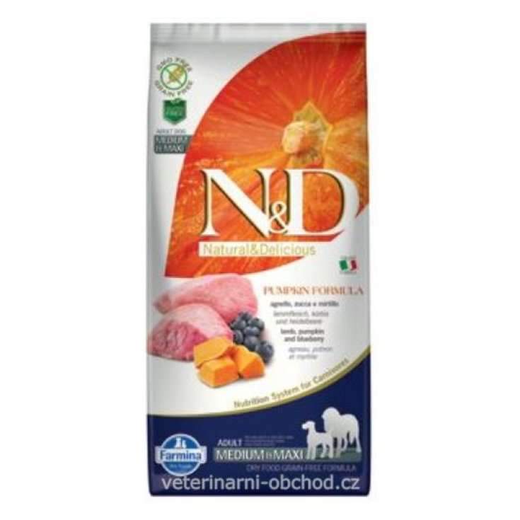 N&D Grain Free Dog Adult Medium/Maxi Calabaza Cordero & Arándano Alimento seco para perros 12 kg